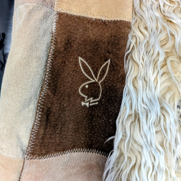 Women’s Patchwork Suede Coat with Faux Fur Trim - Taupe & Brown - Picture 10 of 11